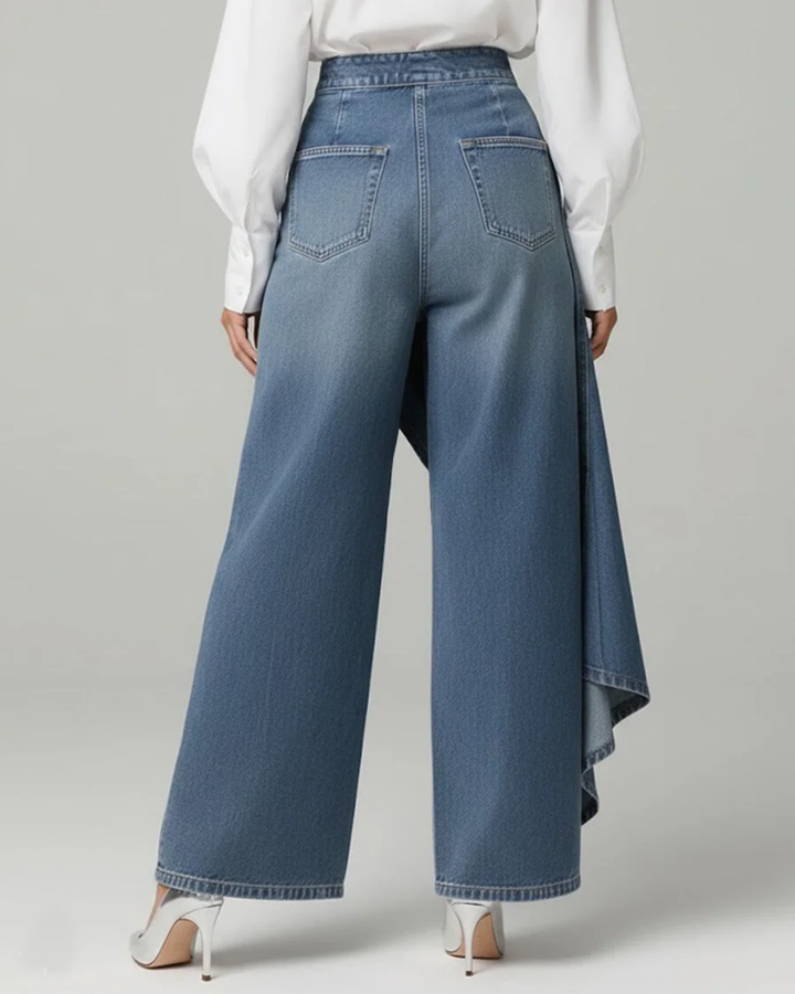 Oana | Pantaloni tip wrap din denim