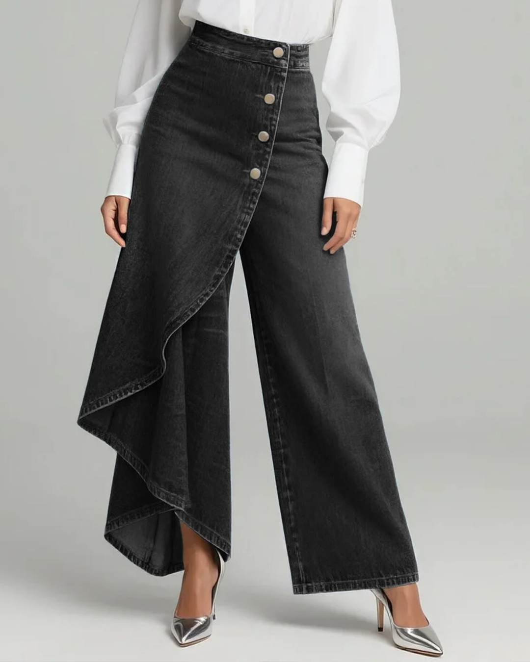 Oana | Pantaloni tip wrap din denim