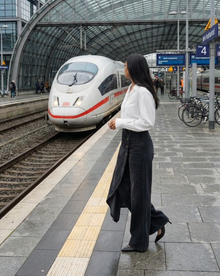 Oana | Pantaloni tip wrap din denim