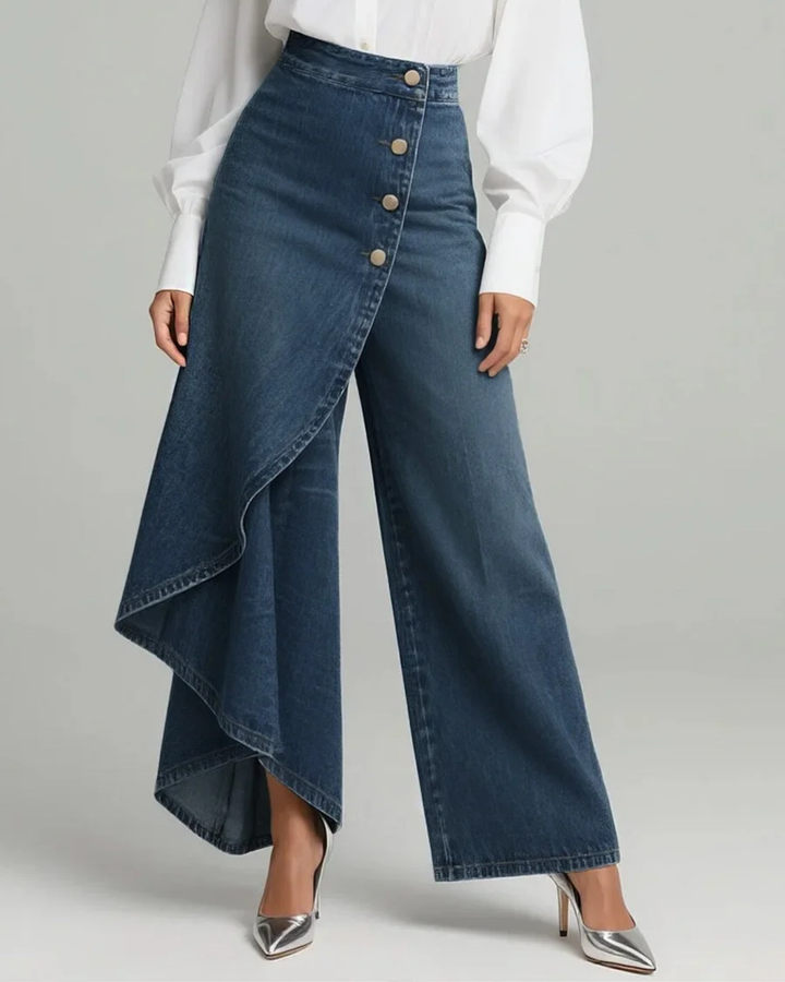Oana | Pantaloni tip wrap din denim